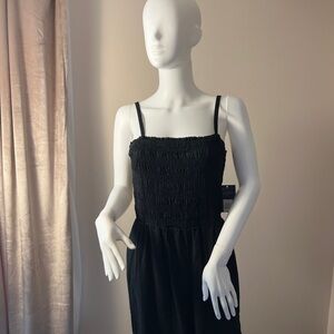 Universal Thread Black Smocked Sleeveless Jumpsuit, Size Small
